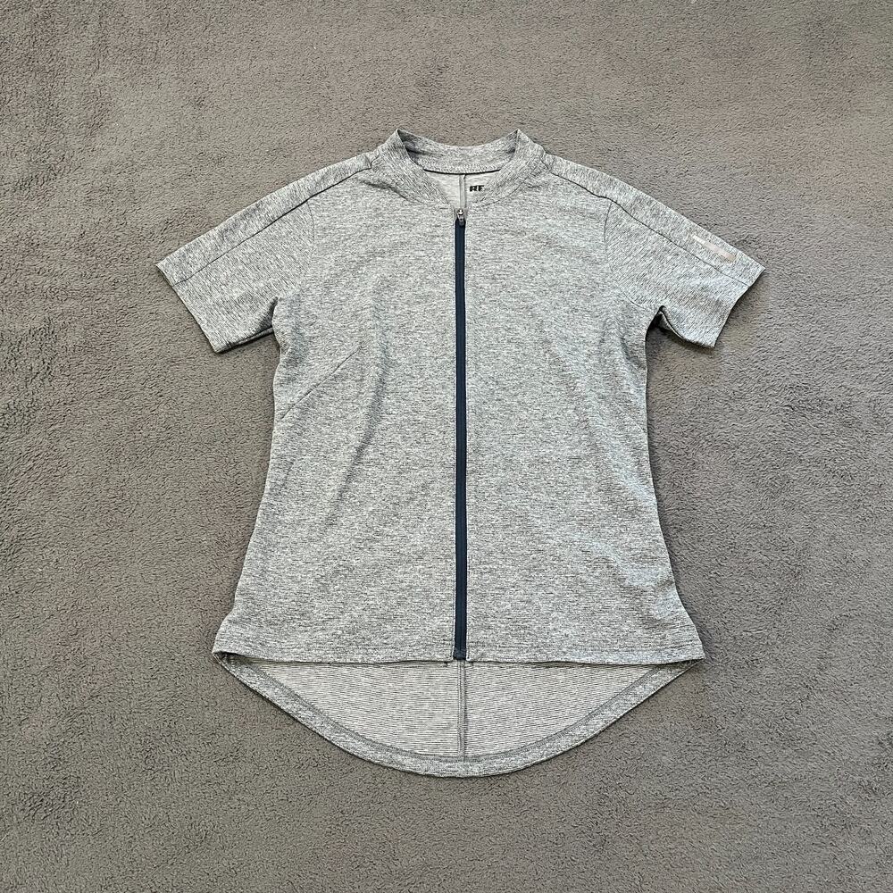 REI Co-op Link Heathered Grey Short Sleeve Full Zip Cycling Jersey Women's Sz XS